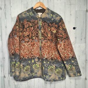 VTG 90s Phases Cotton Mature Reversible Quilted Damask Jacket Sz. 1X